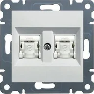 Gniazdka elektryczne - Hager Polo LUMINA2 Gniazdo komputerowe podwójne RJ45 kat. 6 UTP białe WL2160 WL2160 - miniaturka - grafika 1