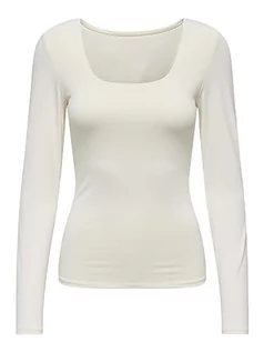 Koszulki i topy damskie - Bestseller A/S Onlea L/S Deep Neck Top JRS koszulka z długim rękawem, Cloud Dancer, 3XL - grafika 1