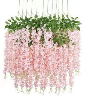 12 szt GLICYNIA WISTERIA GIRLANDA ZWISY KWIATOWE Z GLICYNI WISTERII SZTUCZNE KWIATY NA TARAS DEKORACJE - Sztuczne kwiaty - miniaturka - grafika 1