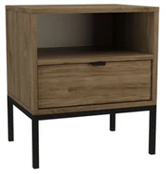Szafki nocne - Szafka nocna na metalowych nóżkach ciemny orzech - Omeria - miniaturka - grafika 1