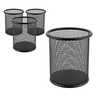 Długopisy - D.RECT 12 sztuk metalowych pojemników na długopisy, okrągłe, z metalu drucianego, wielofunkcyjne kubki z siatki na długopisy Ø 91 mm, czarne - miniaturka - grafika 1