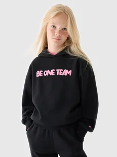 4F Bluza dresowa nierozpinana z kapturem dziewczęca - czarna 164 (13-14 lat) - Bluzy damskie - miniaturka - grafika 1