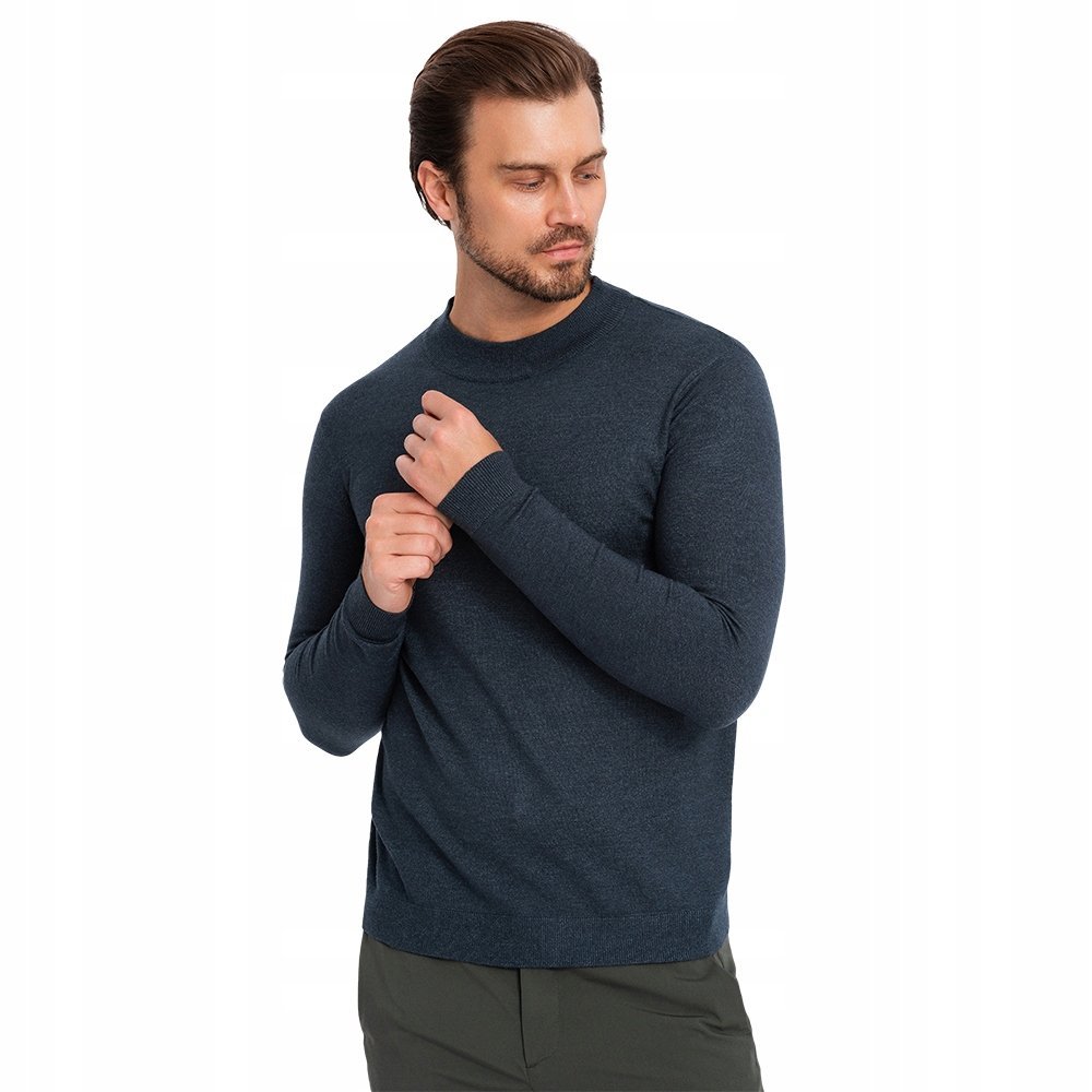 Elegancki męski półgolf z wiskozą granatowy Ombre OM-SWTN-0125 V4 rozm. L