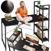 Biurka - biurko loft z półkami czarne komputerowe biurowe szkolne - miniaturka - grafika 1