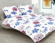 Pościel - Matex Pościel satynowa 160x200 kwiaty polne biała niebieska fioletowa 11A Premium - miniaturka - grafika 1