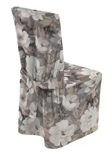 Dekoria Sukienka na krzesło kremowe i różowe kwiaty na szarym tle 45 × 94 cm Gardenia 580-142-13 - Pokrowce na meble - miniaturka - grafika 1