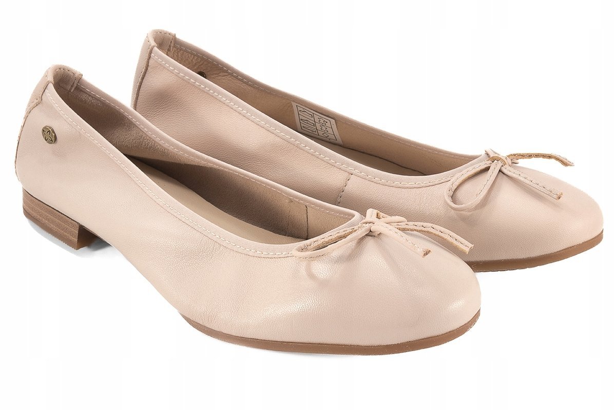 Maciejka P6800-04 beżowe baleriny skórzane modne damskie r.38