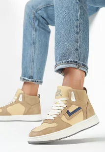 Ciemnobeżowe Sneakersy Alcothee - Sneakersy damskie - miniaturka - grafika 1
