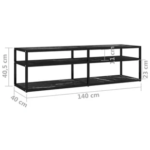 Lumarko Szafka pod TV, czarny marmur, 140x40x40,5 cm, szkło hartowane - Szafki RTV - miniaturka - grafika 8