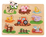Układanki dla dzieci - Lelin Układanka z uchwytami Przyjaciele z farmy i traktor L20064 - miniaturka - grafika 1