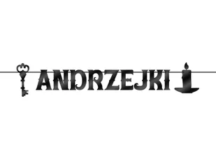 Baner Andrzejki Klucz i świeczka czarny - 500 cm - 1 szt. - Dekoracje sali - miniaturka - grafika 1