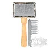 Szczotki i furminatory - Trixie Miękka szczotka z grzebieniem średnia) 2354 - miniaturka - grafika 1