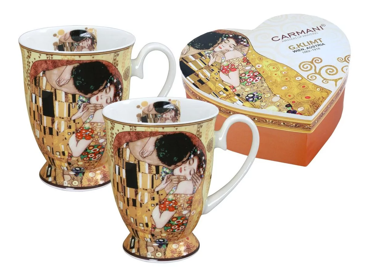 Carmani Komplet 2 kubków w sercu Klimt THE KISS