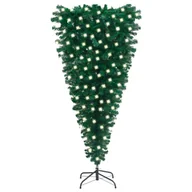 Choinki - vidaXL vidaXL Odwrócona, sztuczna choinka z lampkami LED, zielona, 180 cm - miniaturka - grafika 1