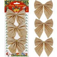 Ozdoby bożonarodzeniowe - Kokardka na choinkę 3 szt. brokatowa ozdoba świąteczna zawieszka złota - miniaturka - grafika 1