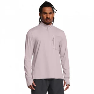 Męski longsleeve do biegania Under Armour UA Trail Run Quarter Zip - beżowy - UNDER ARMOUR - Koszulki sportowe męskie - miniaturka - grafika 1