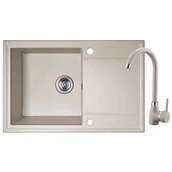 Zlewozmywaki z baterią - Zlewozmywak KUCHINOX Hunter SBUA411T Beżowy + bateria - miniaturka - grafika 1