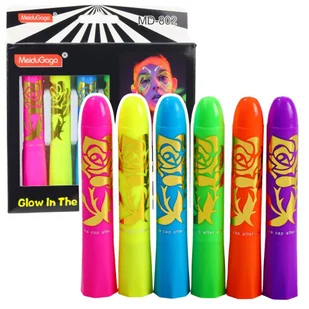 Zestaw Do Malowania Twarzy Pisaki Kredki Neonowe UV Fluorescencyjne 6szt LEAN - Przybory szkolne Zestaw Do Malowania Twarzy Pisaki Kredki Neonowe UV Fluorescencyjne 6szt LEAN - Przybory szkolne - miniaturka - grafika 1