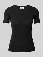 Koszulki i topy damskie - T-shirt z prążkowanym okrągłym dekoltem - miniaturka - grafika 1