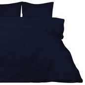 Pościel - Pościel satyna bawełniana granatowa 180x200 - miniaturka - grafika 1