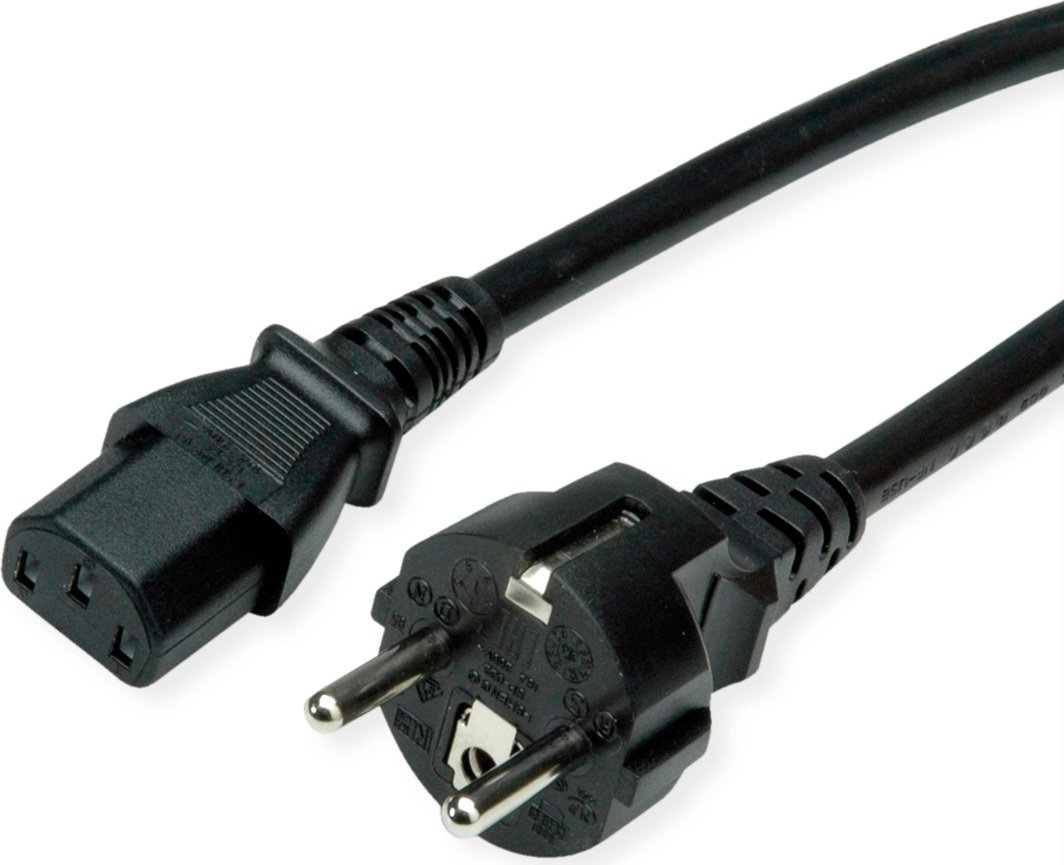 Kabel sieciowy VALUE, gniazdo IEC i wtyczka CEE7/7 proste, czarny, 1,8 m