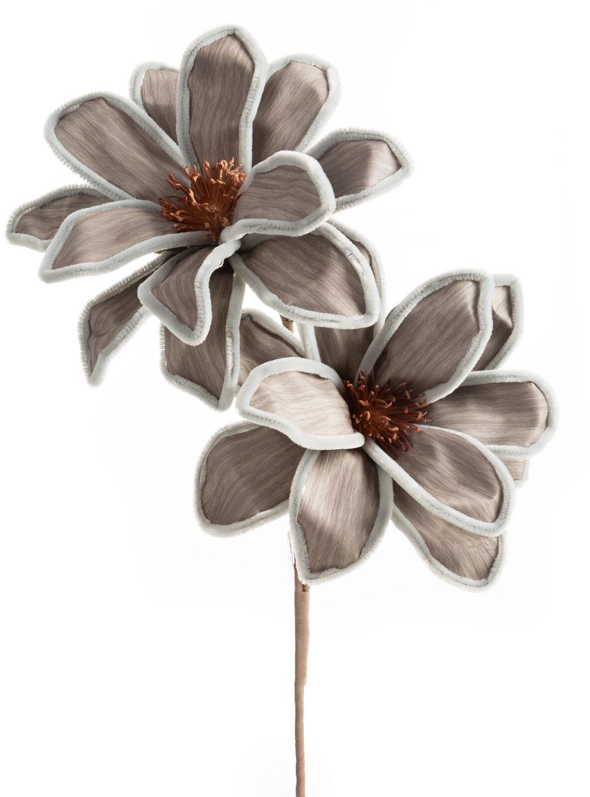 Eurofirany Sztuczny kwiat magnolia popielata 72 cm duży kwiat na gałązce x6