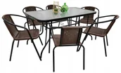 Meble ogrodowe - Zestaw Mebli Ogrodowych Stół Bergamo /O 140X80 + 6X Krzesło Lorettto Brąz - miniaturka - grafika 1