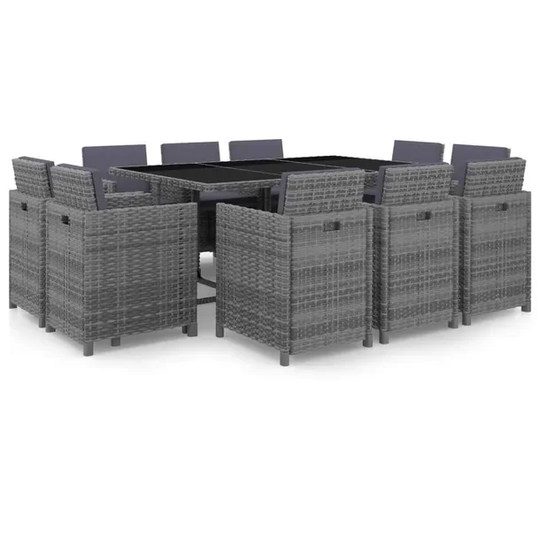 Stylowy rattanowy zestaw mebli ogrodowych szary z antracytowymi poduszkami