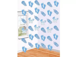 Amscan Dekoracja wisząca, "Baby Boy" błękit, 6x2m, 1 op 679658 - Baby shower i roczek - miniaturka - grafika 1