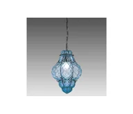 Lampy sufitowe - SIRU- Żyrandol na łańcuchu CLASSIC 1xE27/60W/230V śr. 30 cm niebieski/czarny Szkło weneckie - miniaturka - grafika 1