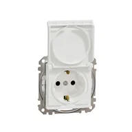 Gniazdka elektryczne - Schneider Gniazdo z klapką w standardzie schuko IP44 SEDNA Design & Elements biały - miniaturka - grafika 1