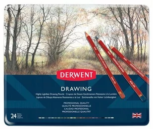 Derwent Zestaw Kredek Drawing 24 kolory (Metalbox) 0700672 - Pozostałe akcesoria dla plastyków - miniaturka - grafika 1