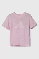 Koszulki dla dziewczynek - adidas t-shirt dziecięcy kolor różowy - miniaturka - grafika 1