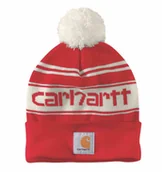 Czapki męskie - Czapka Carhartt Knit PomPom Cuffed Logo Red Winter - miniaturka - grafika 1