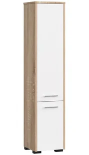 3xEliving KORALIA D2 szafka wysoka, szafka łazienkowa w kolorze dąb sonoma/biały 140x30x30 - Szafki łazienkowe - miniaturka - grafika 1