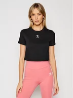 Koszulki i topy damskie - Adidas T-Shirt Crop Top GN2802 Czarny Regular Fit - miniaturka - grafika 1