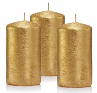 Świece - Świeczki ozdobne zestaw 3 świec walec 10/6 złoty - miniaturka - grafika 1