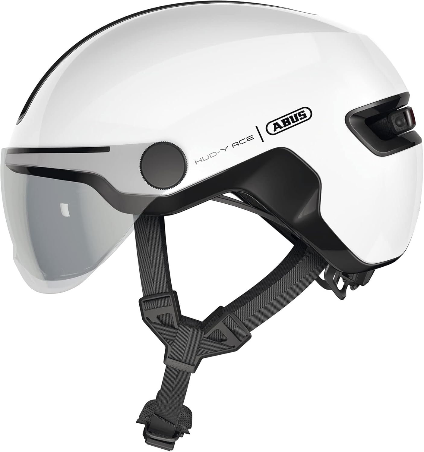 Kask Rowerowy Urban Abus Hud-y Ace shiny white z Lampką 54-58 cm M