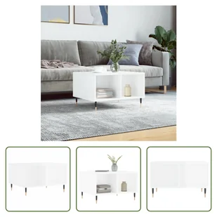 The Living Store stolik kawowy biały wysoki połysk 60x50x36,5 cm materiał drewnopochodny - Ławy i stoliki kawowe The Living Store stolik kawowy biały wysoki połysk 60x50x36,5 cm materiał drewnopochodny - Ławy i stoliki kawowe - miniaturka - grafika 1