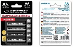 Esperanza Akumulatorki AA 2600mAh 4szt. czarne EZA106 - Ładowarki samochodowe - miniaturka - grafika 1