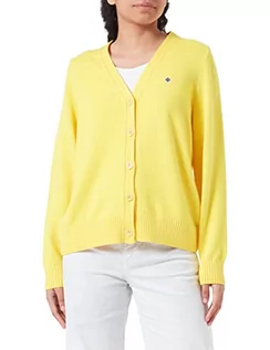 Kurtki damskie - GANT Damska kurtka z dzianiny ICON G Cotton, Canary Yellow, standardowy, Canary yellow, S - grafika 1