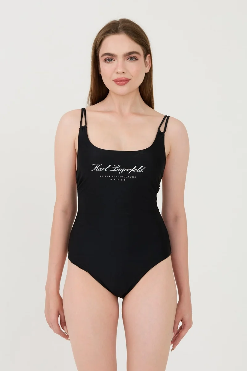 KARL LAGERFELD Czarny strój kąpielowy Hotel Karl Swimsuit S
