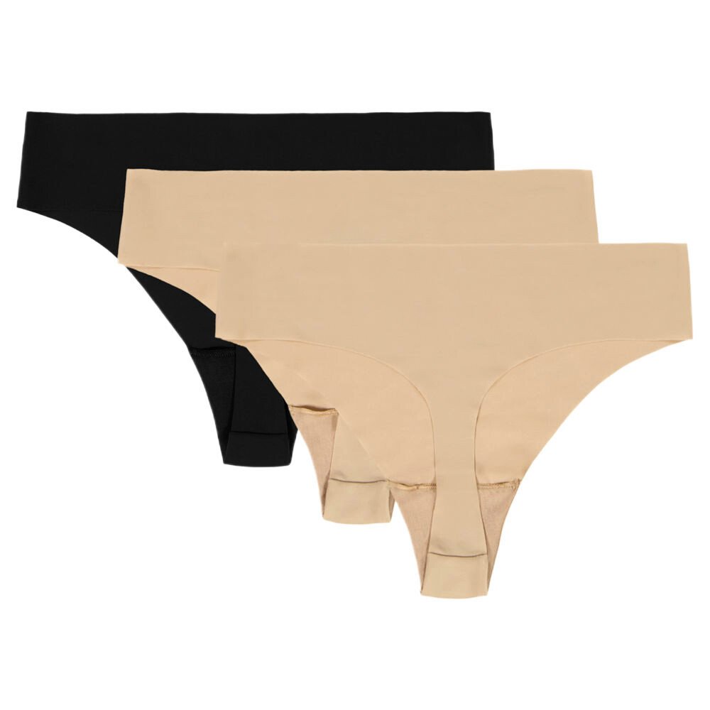 Stringi damskie Under Armour Pure Stretch No Show Thong -Solid 3Pack Hue 500 W/Black XS