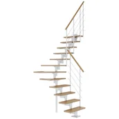 Schody strychowe - Schody modułowe zabiegowe białe Boston stopnie Dąb 12 sztuk Dolle - miniaturka - grafika 1