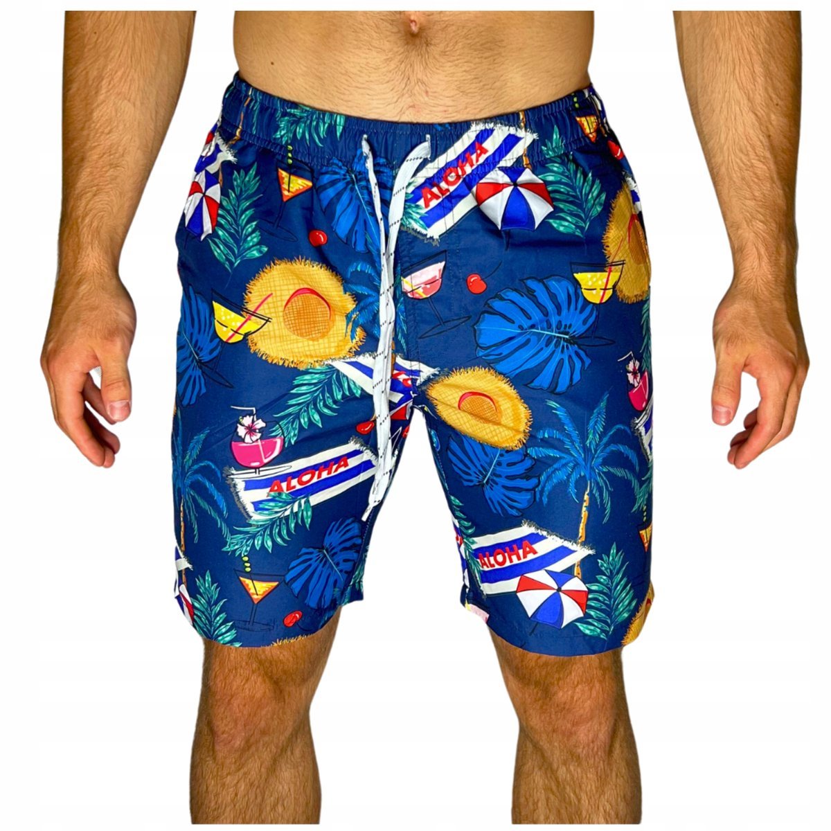 Spodenki Plażowe Szorty Młodzieżowe Hawajskie Kąpielówki Siatka SLIM XL