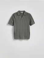 Swetry męskie - Reserved - Bawełniany sweter polo - jasnozielony - miniaturka - grafika 1