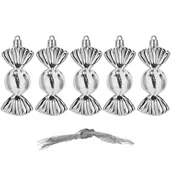 Bombki - Bombki choinkowe 5 sztuk, cukierki srebrne, 6 cm CA0856 - miniaturka - grafika 1