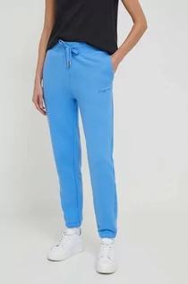 Spodnie damskie - Tommy Hilfiger spodnie dresowe kolor niebieski gładkie - grafika 1