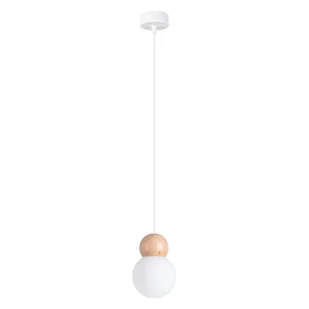 Lampa wisząca PEKKA 1 biała/naturalne drewno SOLLUX LIGHTING - Lampy sufitowe - miniaturka - grafika 1