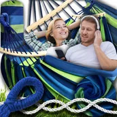 Hamaki - GALAXIA HAMAK OGRODOWY DWUOSOBOWY XXL 260x150 2 Osobowy Turystyczny Z DRĄŻKIEM DUŻY - miniaturka - grafika 1